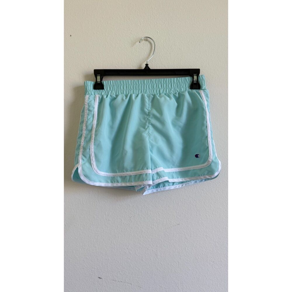Champion Girls Youth Large Aqua Blue Running Shorts Athletic Dolphin Hem